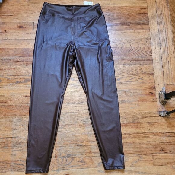 Nwt Aerie Offline Real Luxe Faux Leather High Waisted Leggings - Cocoa Size XL - Picture 13 of 14
